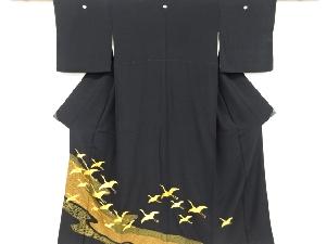 リサイクル　群鶴に古典柄刺繍留袖(比翼付き)